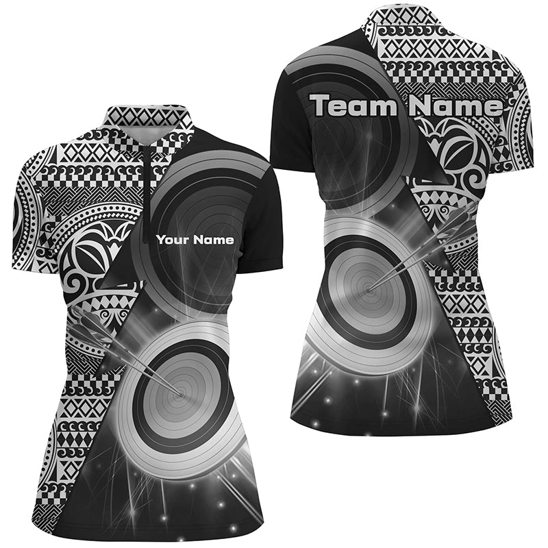 Personalized Tribal White Black Target Archery Quarter-Zip Shirts For Women Custom Archery Jerseys VHM1141