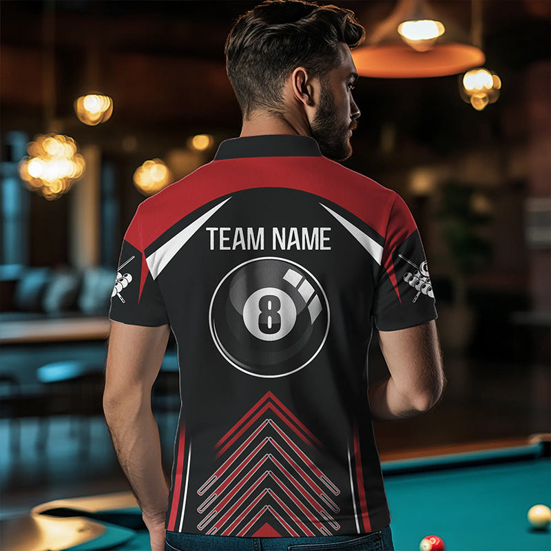 Personalized Billiard Ball Red Black Version Polo Shirts For Men, Custom Billiard Jerseys VHM0014