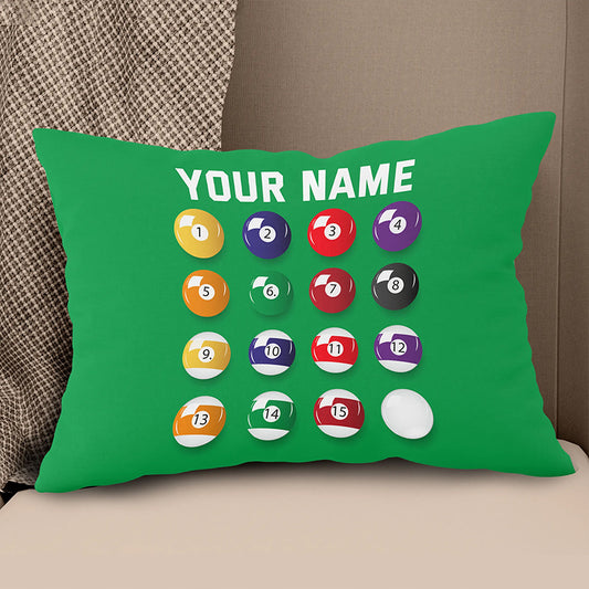 Personalized Billiard Balls Pillow Custom Throw Pillow Top Billiard Gift VHM0890