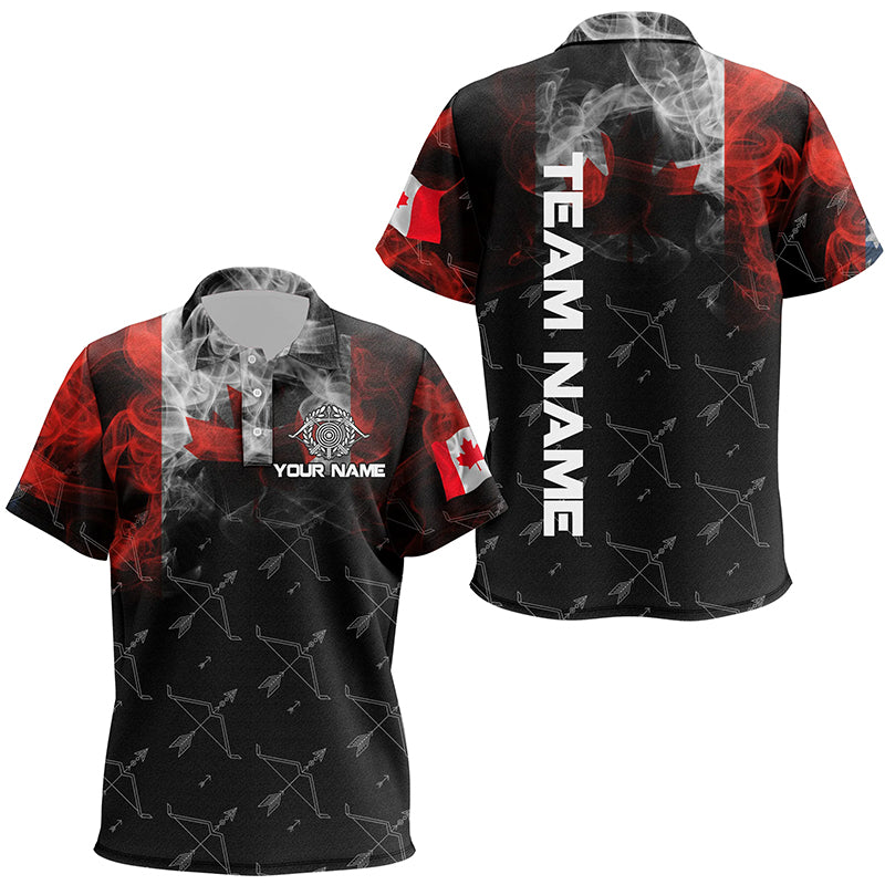 Personalized Vintage Smoke Canadian Flag Archery 3D Polo Shirts For Kids Custom Bows Archery Jerseys VHM0981