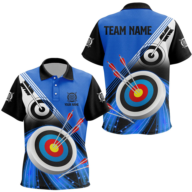 Personalized Archery Target Blue Black Version Archery Polo Shirts For Kids, Archery Jerseys VHM0552