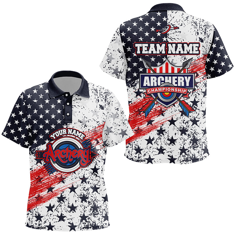 Personalized American Flag Archery Champion Polo Shirts For Kids, Custom Archery Targets Jerseys VHM0575