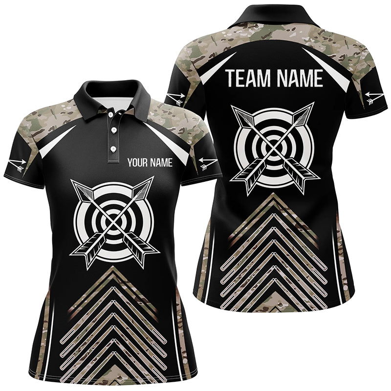 Personalized Camouflage 3D Target Archery Polo Shirts For Women, Custom Arrows Archery Team Shirts VHM0762