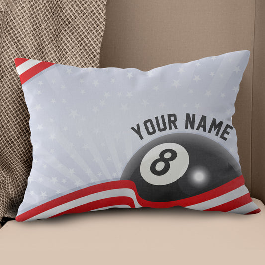 Personalized US Flag 8 Ball Billiard Pillow Custom Pillow Billiard Gifts VHM0826