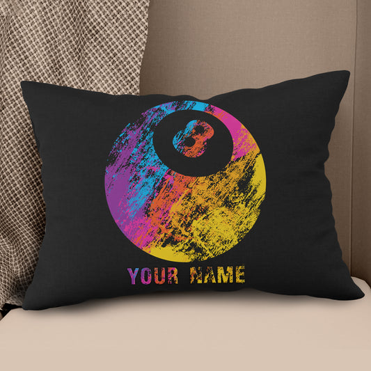 Personalized Grunge Colorful 8 Ball Billiard Pillow Gift For Pool Player VHM0831