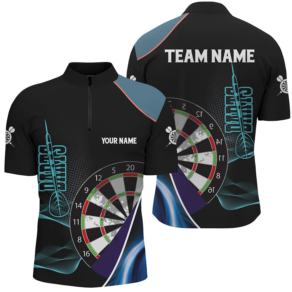 Personalized Blue Black 3D Darts Quarter-Zip Shirts Custom Dart Jerseys For Men Dart Team Shirts VHM1111
