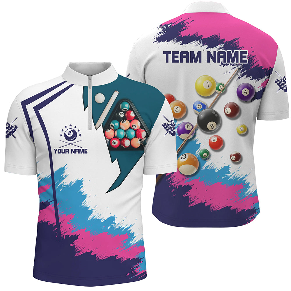 Personalized Colorful Billiard Shirts For Men Custom 3D Pool Balls Billiard 8 Ball Team Jerseys VHM1185
