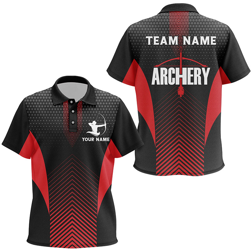 Personalized Red Black Bows Archery Polo Shirts For Kids, Archery Team Shirts Custom Archery Jerseys VHM0709