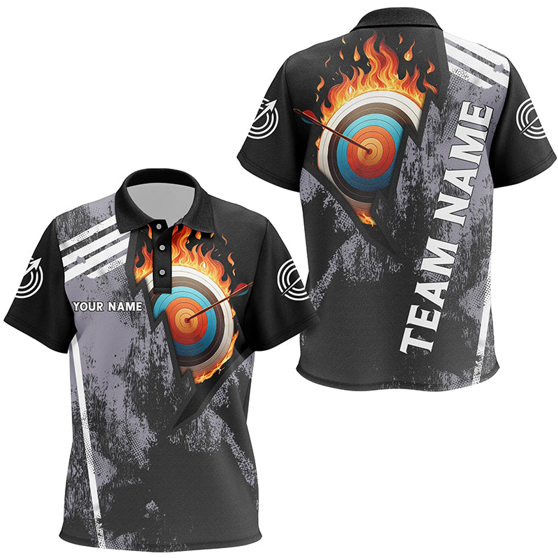 Personalized Fire Target Archery 3D Polo Shirts For Kids, Custom Archery Bow And Arrow Team Jerseys VHM0983