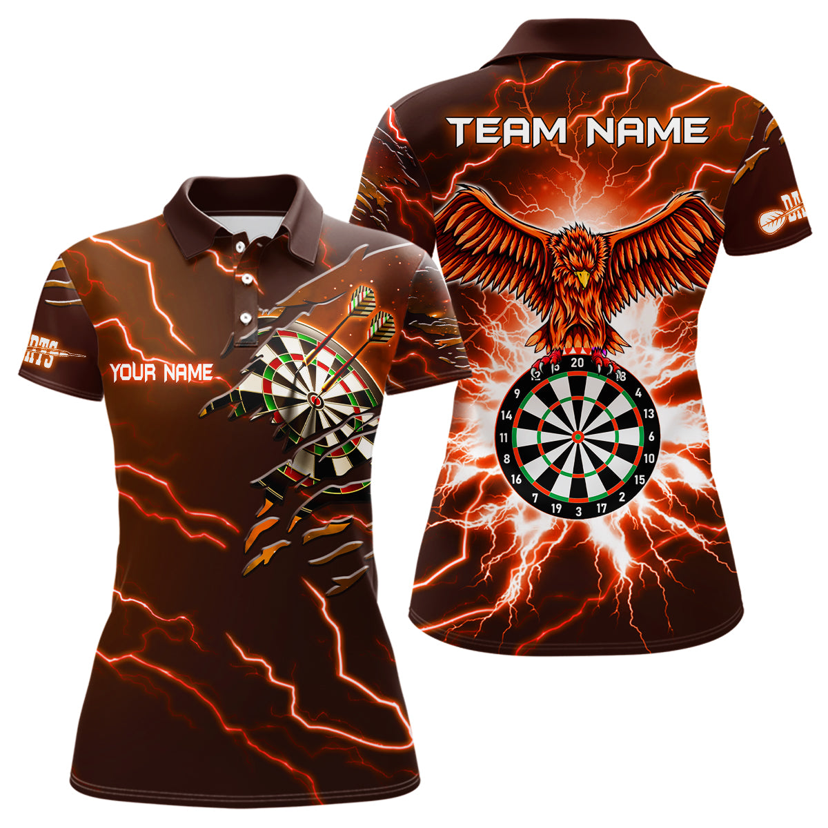 Personalized Thunder Orange Eagle Dart Polo Shirts Custom Dart Shirts For Women Dart Team Shirts VHM1145