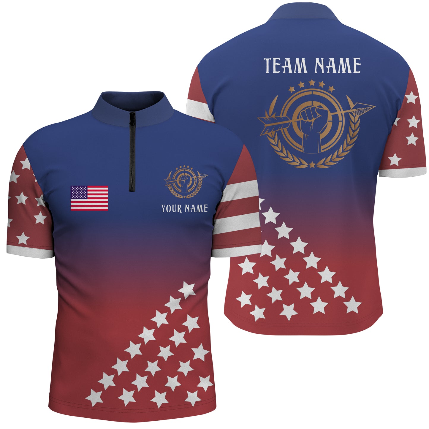 Personalized American Archery Jerseys Men Quarter-Zip Shirts Custom US Archery Clothing TDM0527