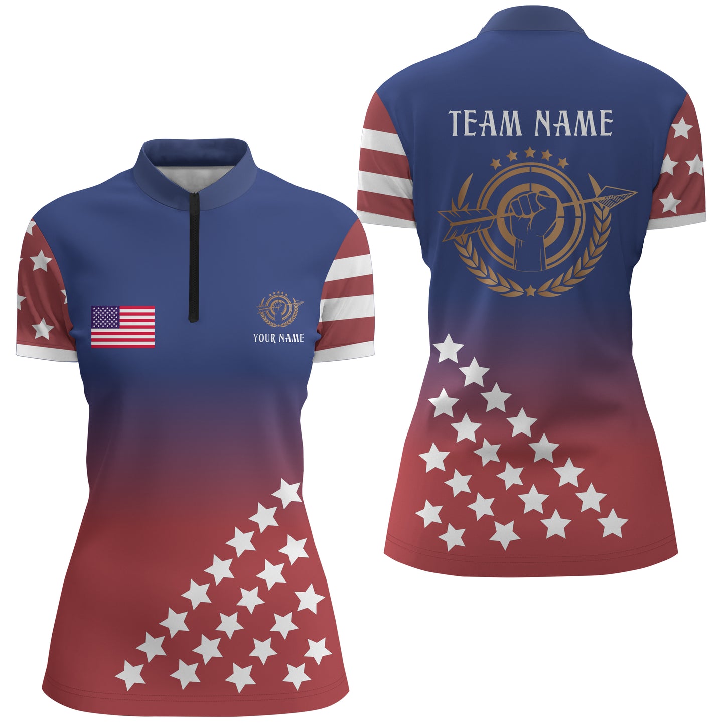 Personalized American Archery Jerseys Women Quarter-Zip Shirts Custom US Archery Clothing TDM0527