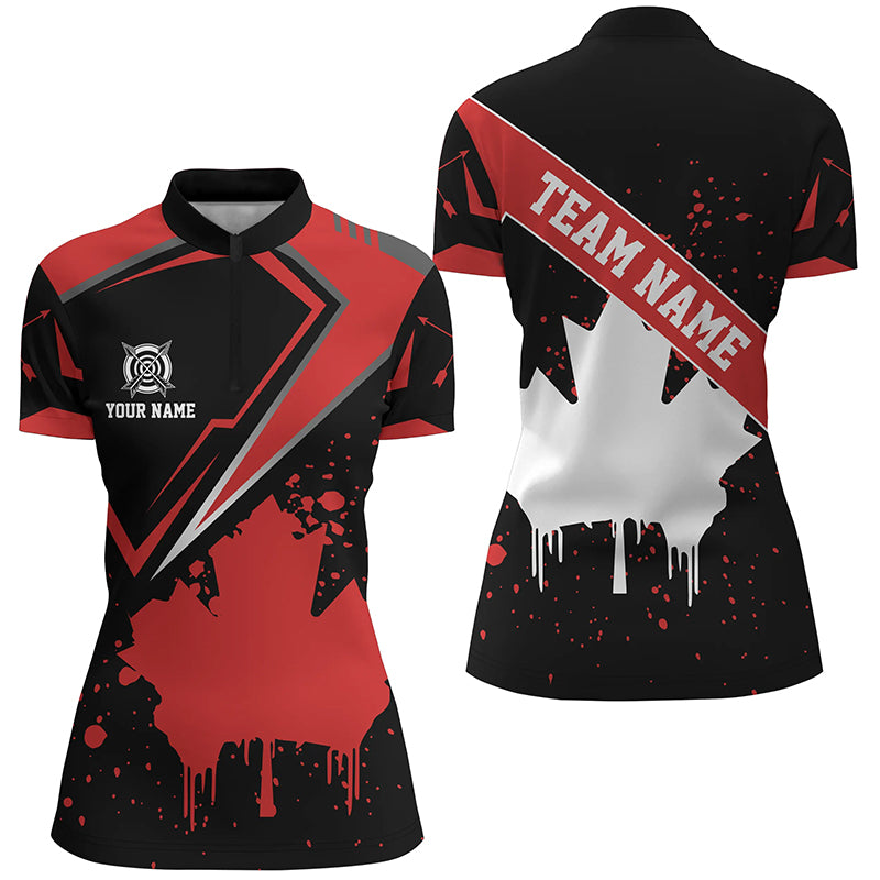 Personalized Archery Canada Leaf Vintage Style Women Quarter-Zip, Canada Archery Shirts TDM0711