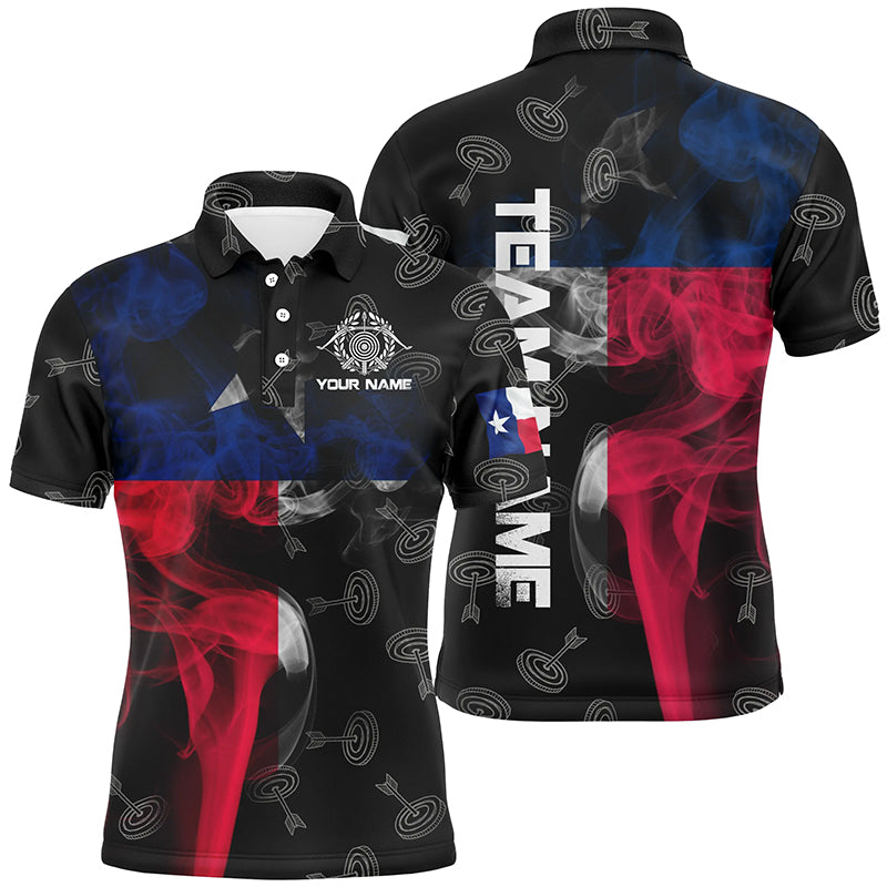 Personalized Vintage Smoke Texas Flag Archery Polo Shirts For Men, Archery Target Pattern Jerseys VHM0793