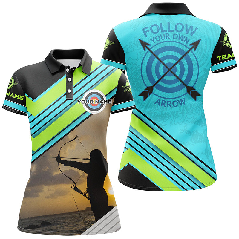 Personalized The Archer Follow Your Own Arrow Archery Women Polo Shirts, Funny Archery Jerseys Shirts TDM0556