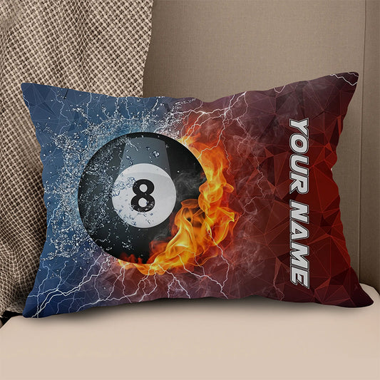8 Ball Pool On Fire And Water Billiards Pillow Best Custom Throw Pillows TDM0745