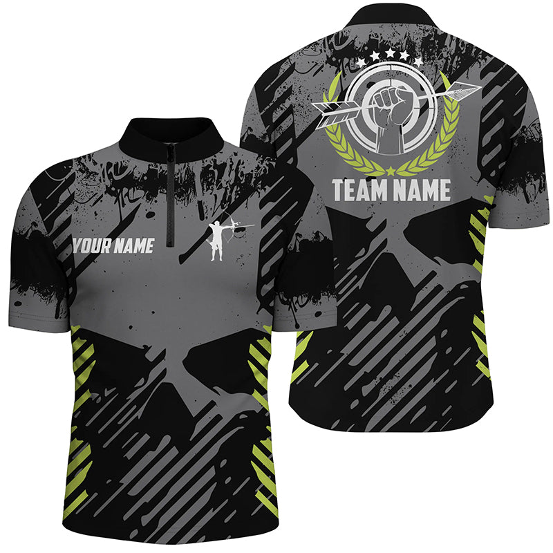 Archery Grey Skull Grunge Style Custom Men Quarter-Zip Shirts Idea Gift Shirts For Archers TDM0600
