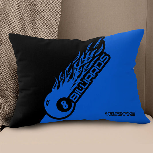 Black Blue 8 Ball Billiard Pillow Custom Name Pool Gifts Throw Pillow TDM0793