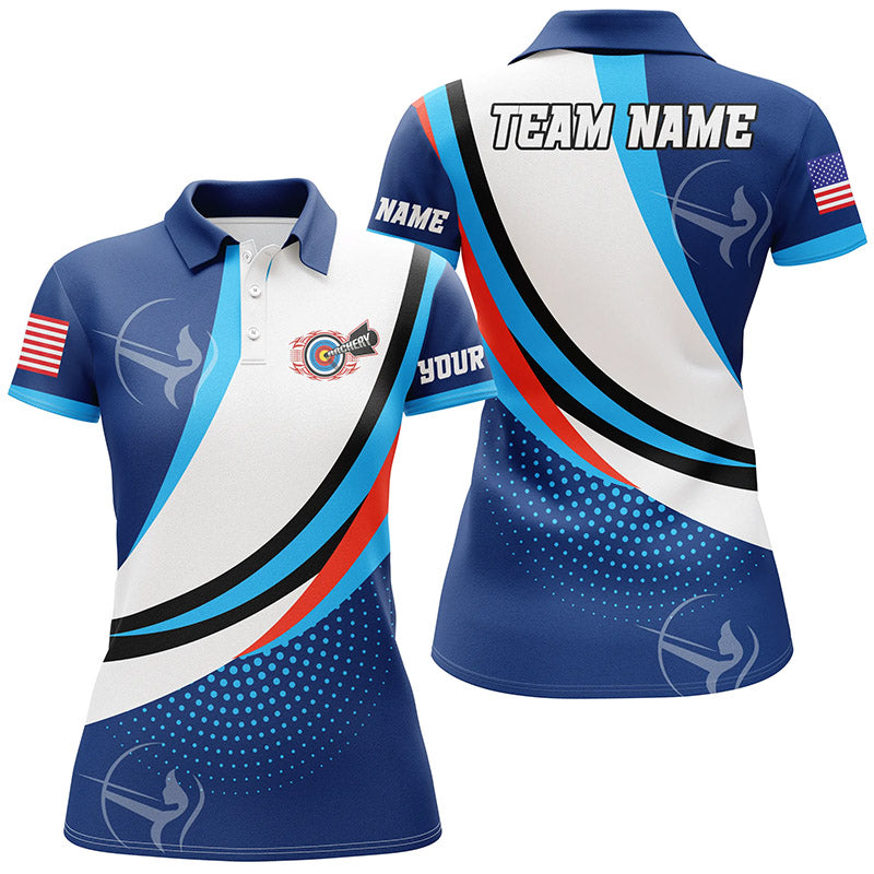 Personalized Blue Archer Jerseys Polo Shirts For Women Custom Team Name Archery Jerseys Shirts TDM0651