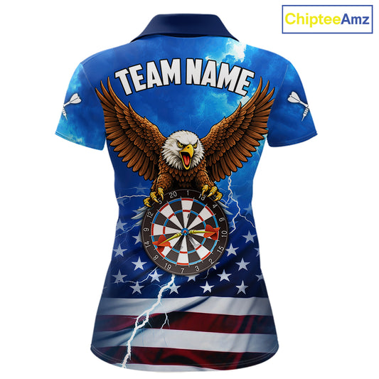 Blue Lightning American Flag Eagle Dart Shirt With Pocket Option For Women TDM6030