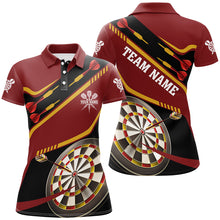 Load image into Gallery viewer, Personalized Red Darts Tournament Polo & 1/4 Zip Shirts For Women Custom 3D Darts Board Team Jerseys TDM2950