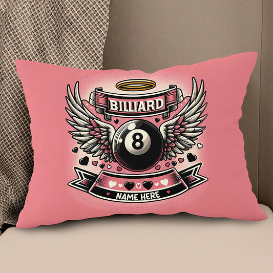 Personalized 8 Ball Pool With Wings Pillow Best Billiard Valentine Gifts TDM0885