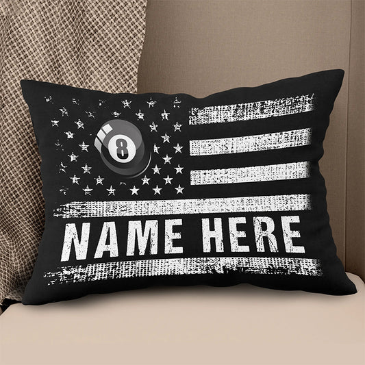 Customized Black White Us Flag Billiard Pillow, Patriotic Billiard Gifts TDM0889