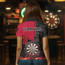 Load image into Gallery viewer, Black And Red Fire Darts Shirts For Women Custom Darts League Team Jerseys Darts Polo & 1/4 Zip TDM3412