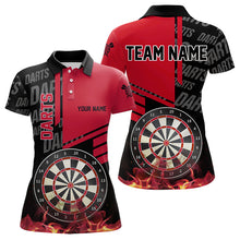 Load image into Gallery viewer, Black And Red Fire Darts Shirts For Women Custom Darts League Team Jerseys Darts Polo & 1/4 Zip TDM3412