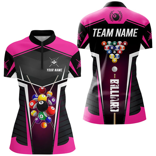 Personalized Pink Jerseys Billiard Balls Shirts For Women Custom 3D Billiard Pool League Shirts TDM1833