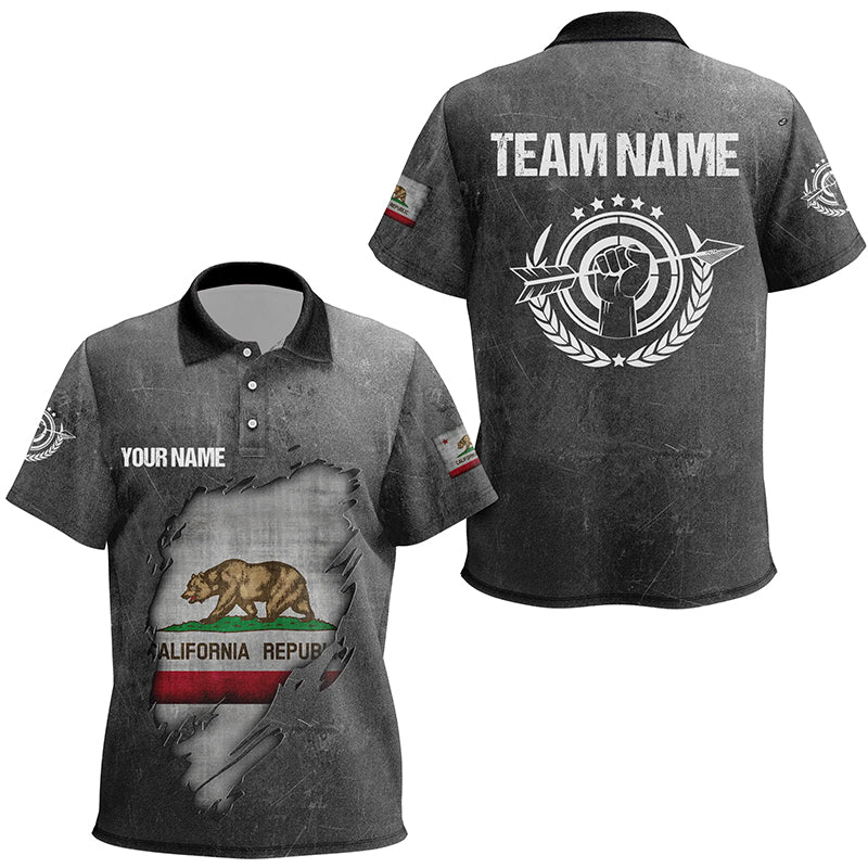 Personalized Grunge California Archery Kid Polo Shirts, Custom California Flag Shirts For Archers TDM0931