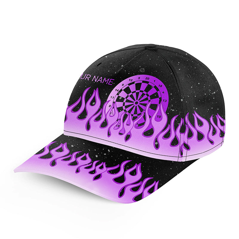 Purple Dartboard Fire Flame Darts Cap Custom Adjustable 3D Baseball Darts Hats Gift For Darts Player TDM2296