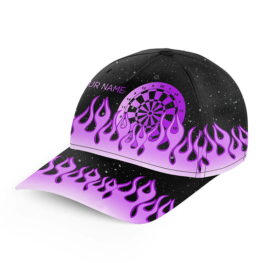Purple Dartboard Fire Flame Darts Cap Custom Adjustable 3D Baseball Darts Hats Gift For Darts Player TDM2296