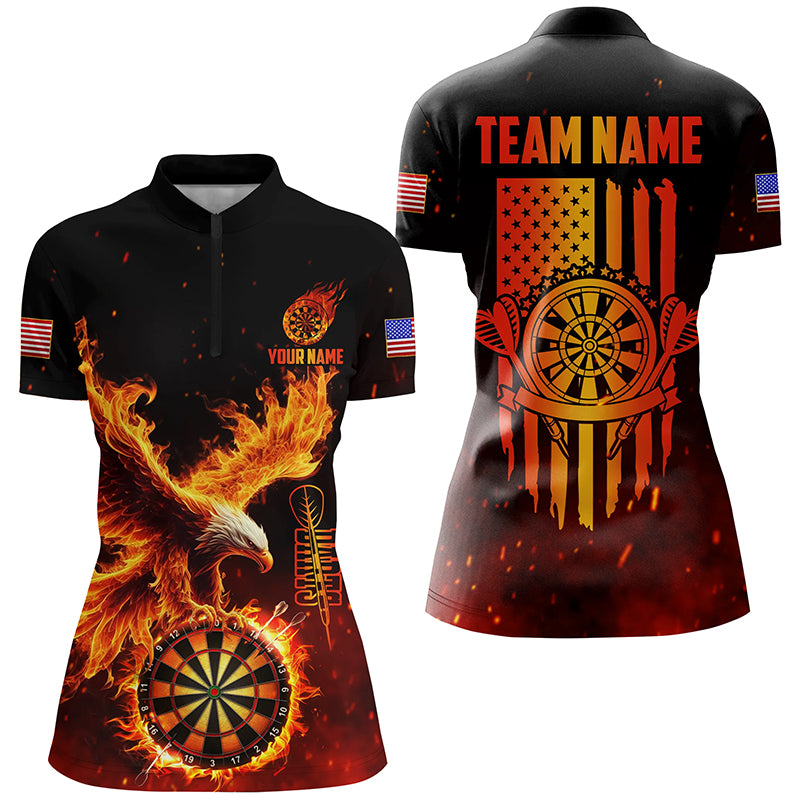 Dartboard Eagle Fire Flame Custom 3D Printed Darts Shirts For Women, US Flag Darts League Team Jersey TDM2330