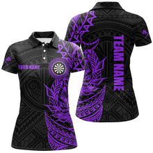 Load image into Gallery viewer, Personalized Purple Tribal Darts Polo & Quarter Zip Custom Dart Shirts For Women Dart Jerseys TDM3061
