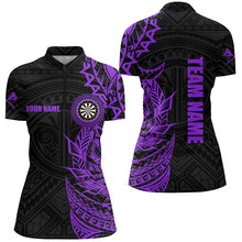 Load image into Gallery viewer, Personalized Purple Tribal Darts Polo & Quarter Zip Custom Dart Shirts For Women Dart Jerseys TDM3061