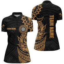 Load image into Gallery viewer, Personalized Gold Tribal Darts Polo & Quarter Zip Custom Dart Shirts For Women Dart Jerseys TDM3062