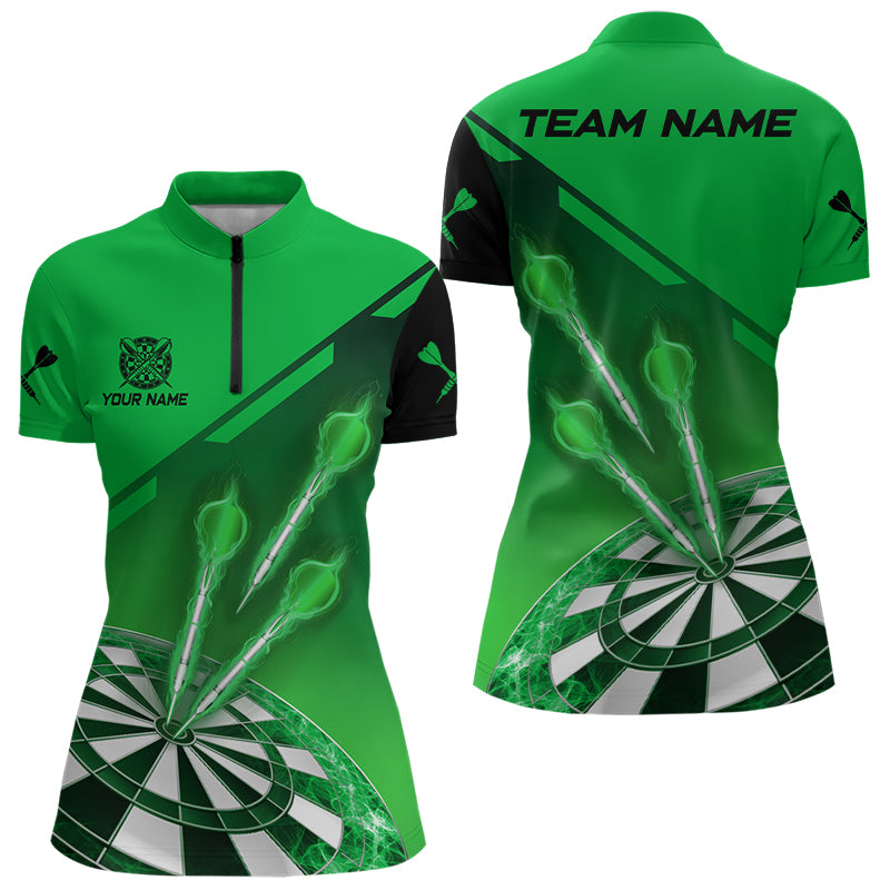 Personalized Green Dart Jerseys Polo & Quarter Zip Shirt For Women Custom Dart Shirts Team Uniform TDM3084