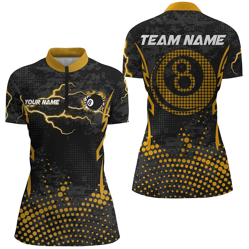Personalized Yellow 8 Ball Point Billiard Women Jerseys Shirts Best Custom Billiards Apparel Clothing TDM1912