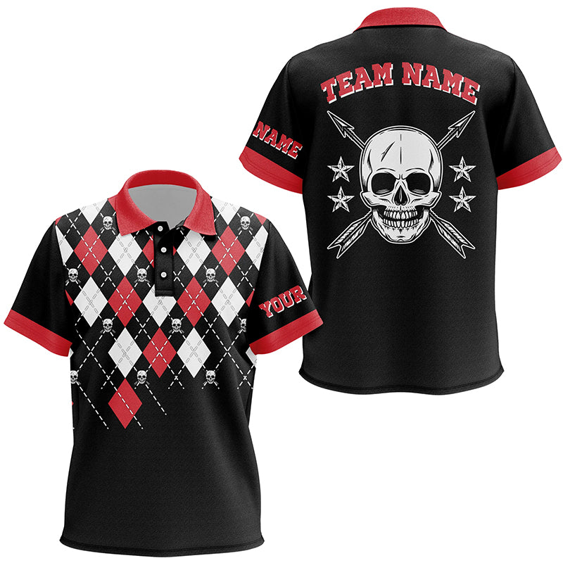 Personalized Archery Skull Arrow Custom Argyle Pattern Polo Shirts For Kid, Idea Gifts For Archers TDM0645