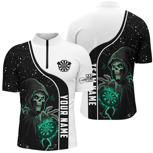 Turquoise Grim Reaper Darts Men Polo & Quarter-Zip Custom Darts Shirts For Team Darts Jerseys TDM2627