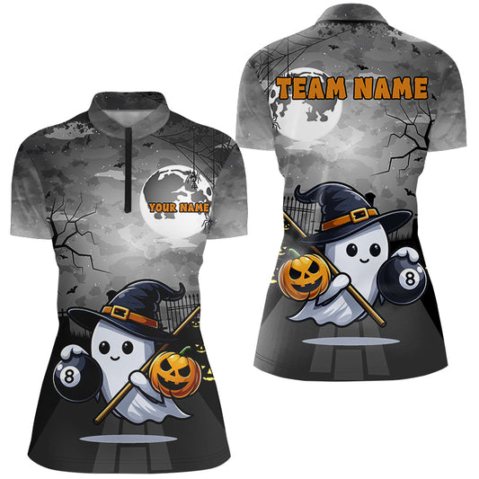 Funny Ghostly Halloween Billiard Shirts For Women Custom Halloween Gift For Pool Lover TDM2629