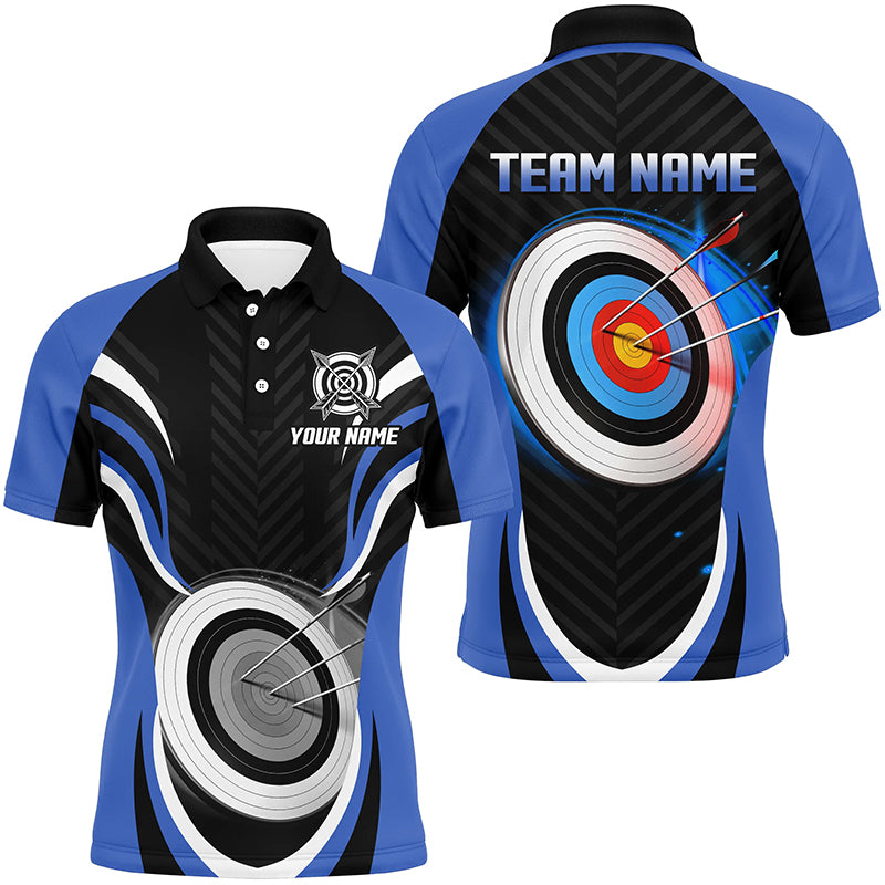 Blue Archery Jerseys Personalized Archery 3d Target Custom Men Polo Shirts, Best Archery Outfits TDM1017
