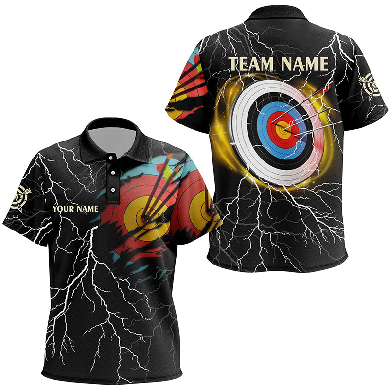 Personalized Archery 3d Target Thunder Lightning Pattern Customized Archery Polo Shirts For Kid TDM1020
