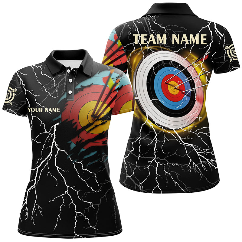 Personalized Archery 3d Target Thunder Lightning Pattern Customized Archery Polo Shirts For Women TDM1020