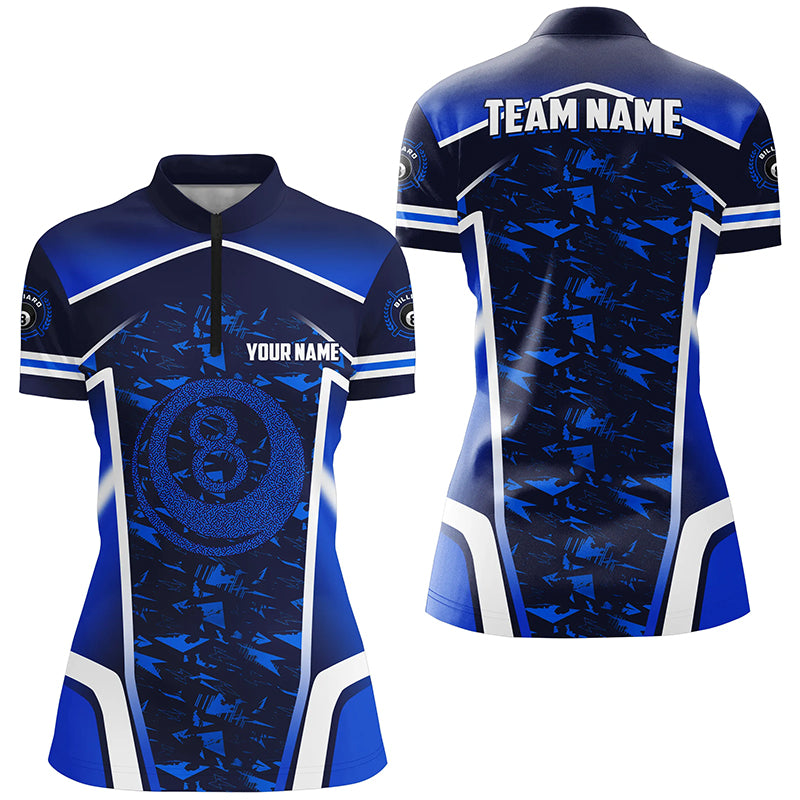 Personalized Name Blue 8 Ball Pool Abstract 3D Billiard Shirts For Women Team League Billiard Jerseys TDM2146