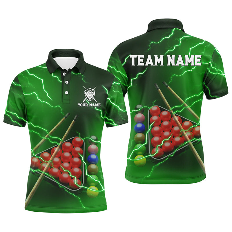 Custom Green Thunder Lightning Billiard Men Polo Shirts Perfect Billiard Team Shirts For Player TDM0284
