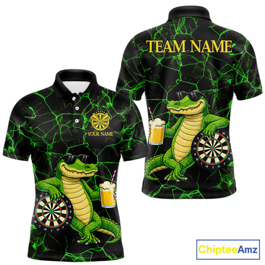 Black And Green Funny Alligator Darts Shirt For Men Custom Lightning Darts Team Jersey Outfit TDM5873
