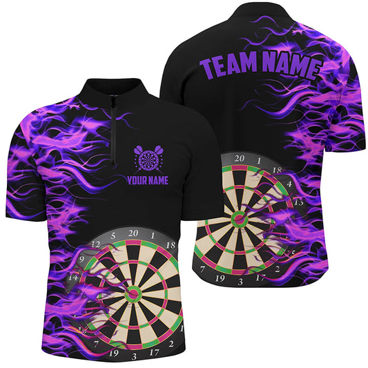 Purple Fire Flame Dart Board 3D Printed Men Darts Shirts Custom Team Name Darts Jerseys Uniform TDM1739