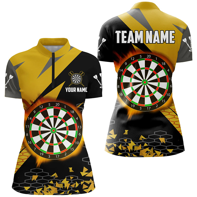 Personalized 3D Darts Board Women Polo & Quarter-Zip Shirts Custom Yellow Darts Team Jerseys Attire TDM1741